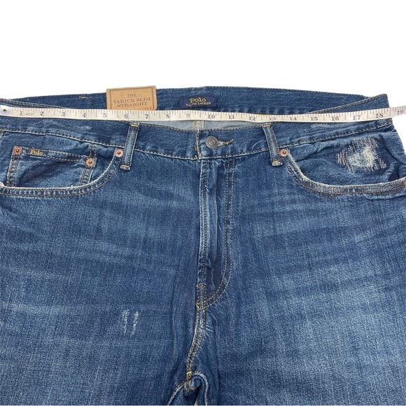 Polo Ralph Lauren Varick Slim Straight Distressed Jeans - Picture 12 of 14